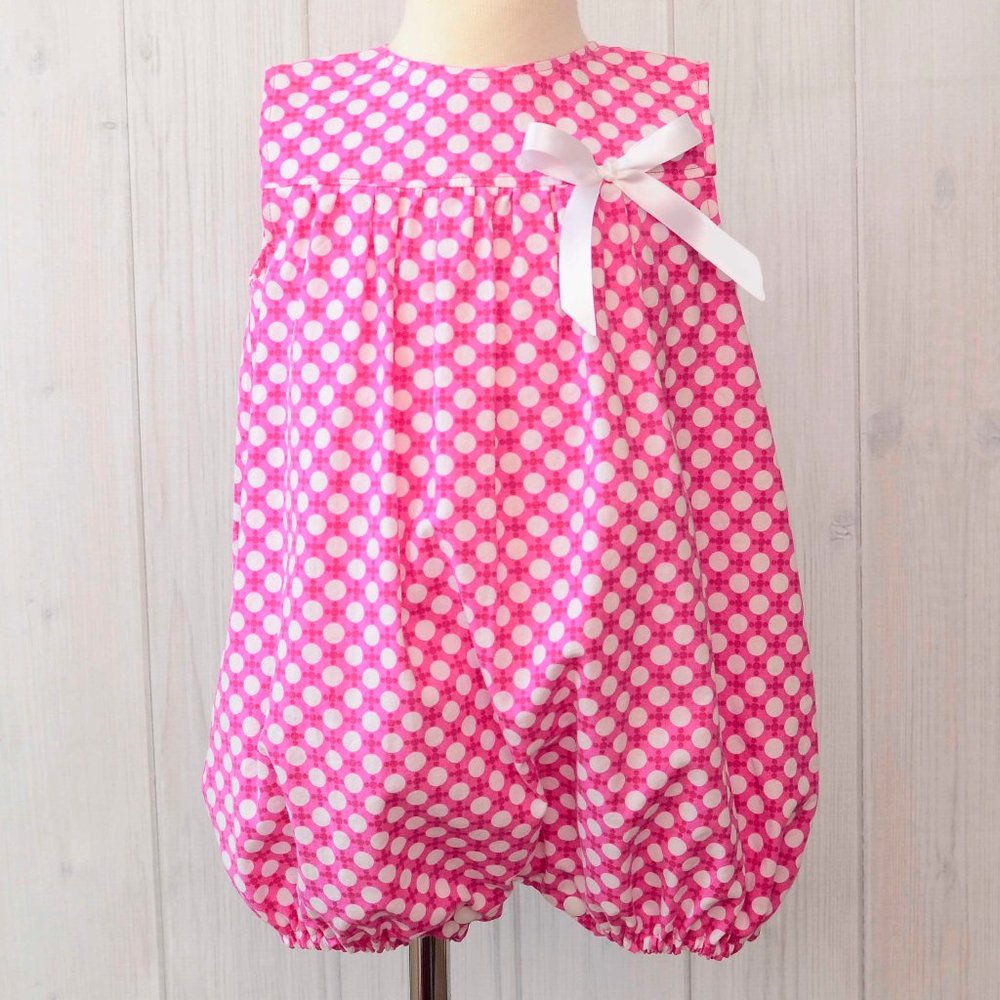Pink & White Dots Bubble Romper for Toddlers